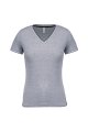 Dames T-shirt V Hals Kariban K394 OXFORD GREY-NAVY-WHITE